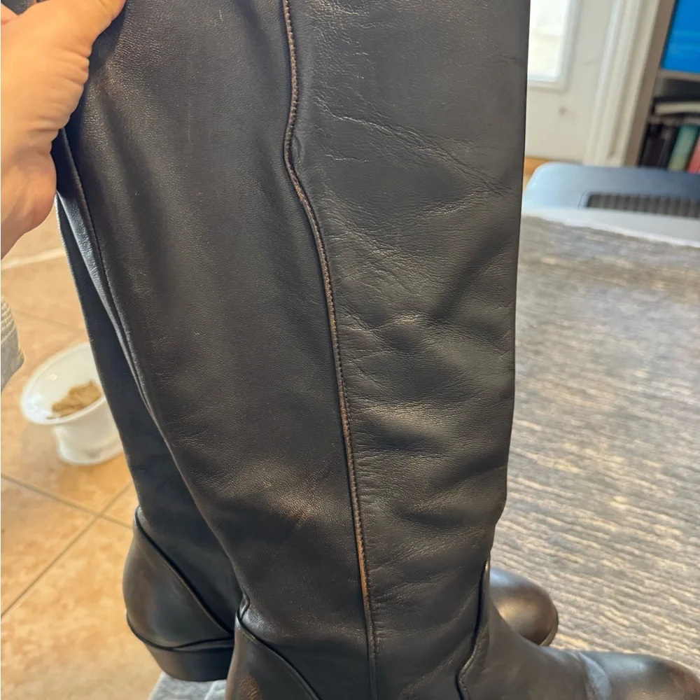 Frye Women’s Carson Black Knee-High Leather Boots “Antiqued Black”EUC 10B - Picture 2 of 13